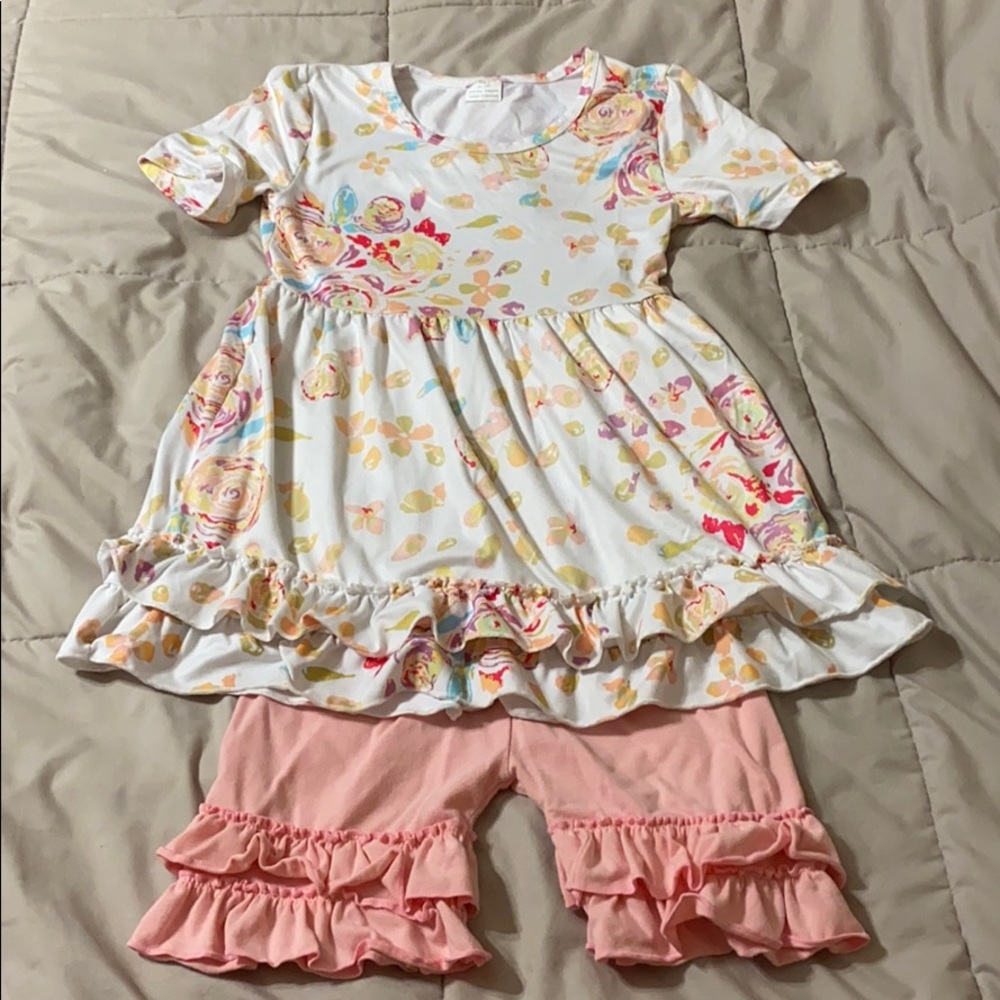 Ruffle floral two piece set